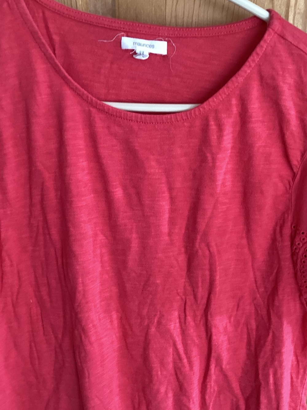 maurices Red Scoop Neck Short Sleeve Top